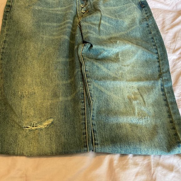 Avec Les Filles size 31 Vintage Blue Button Fly  Distressed Denim Jeans - Picture 4 of 10